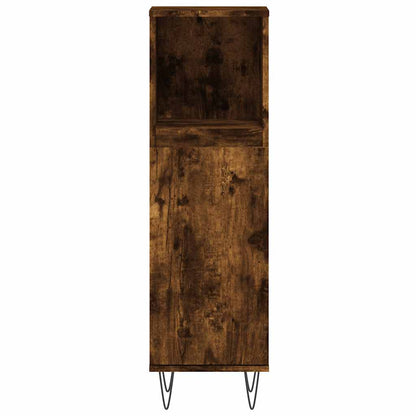 Set Mobili da Bagno 3 pz Rovere Fumo in Legno Multistrato
