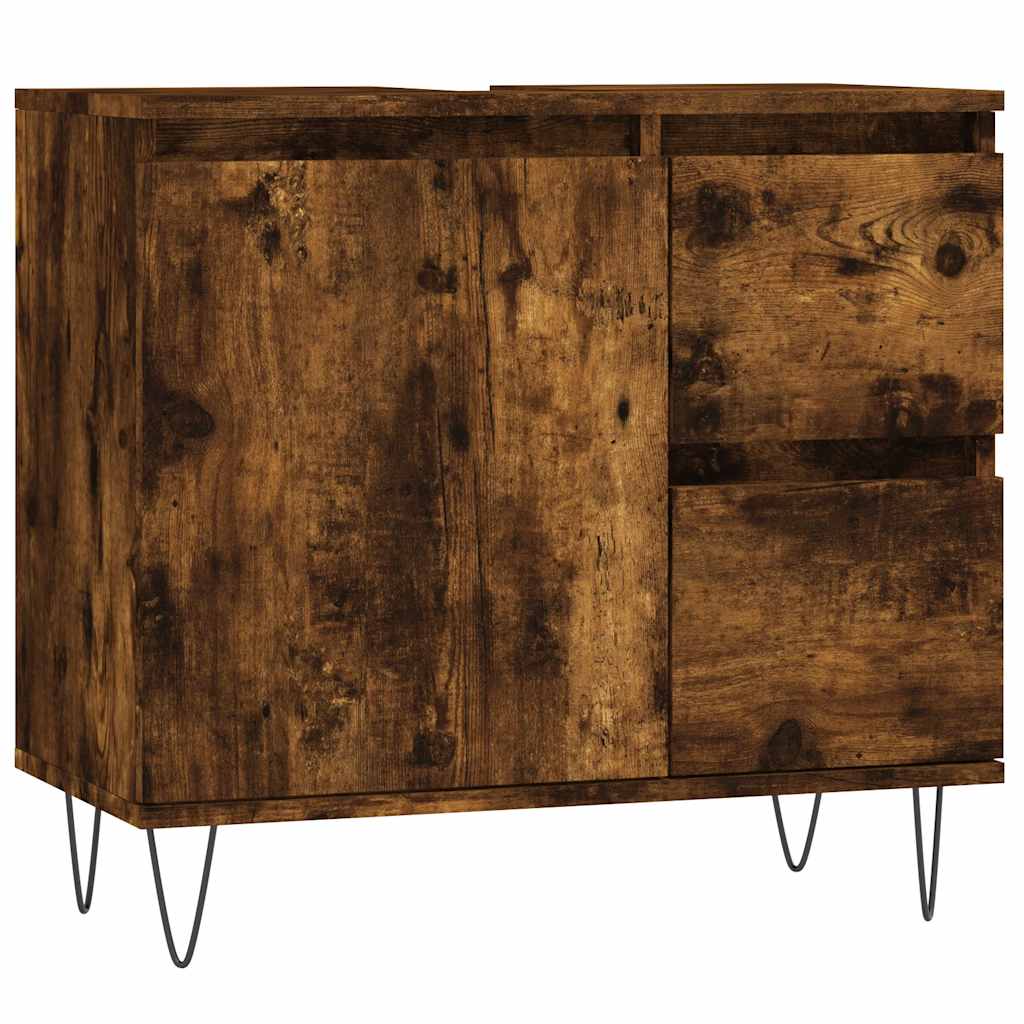 Set Mobili da Bagno 3 pz Rovere Fumo in Legno Multistrato | homemem39