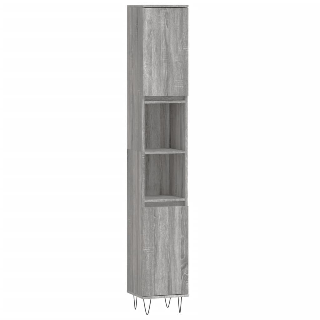 Set Mobili da Bagno 3 pz Grigio Sonoma in Legno Multistrato | homemem39