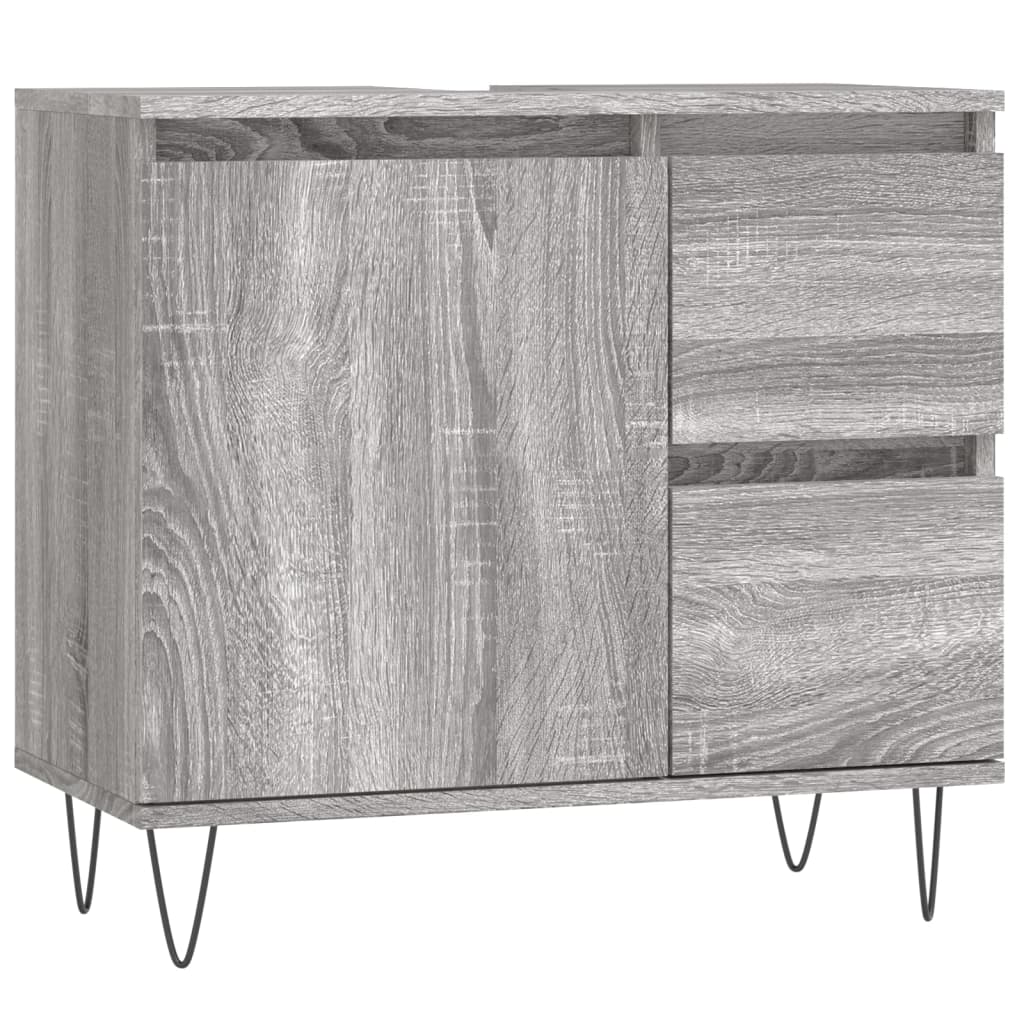 Set Mobili da Bagno 3 pz Grigio Sonoma in Legno Multistrato