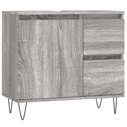 Set Mobili da Bagno 3 pz Grigio Sonoma in Legno Multistrato