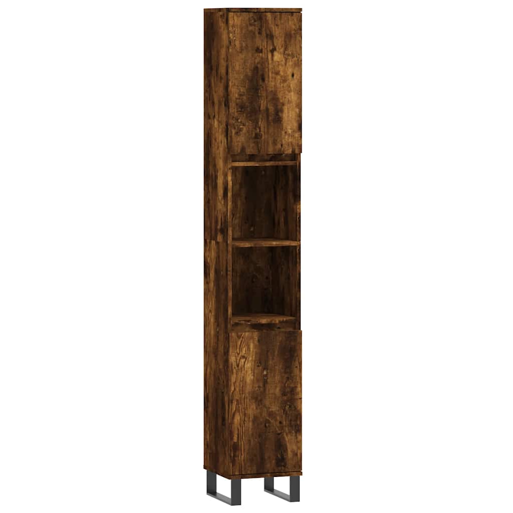 Set Mobili da Bagno 3 pz Rovere Fumo in Legno Multistrato | homemem39