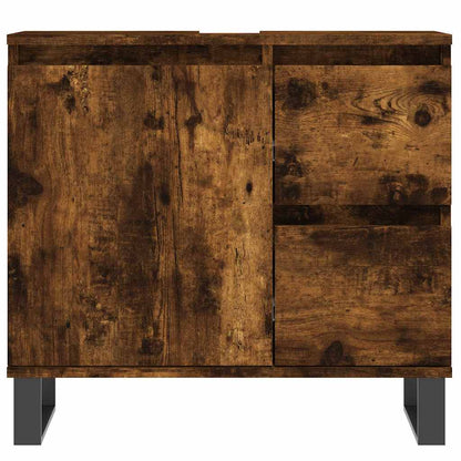 Set Mobili da Bagno 3 pz Rovere Fumo in Legno Multistrato | homemem39
