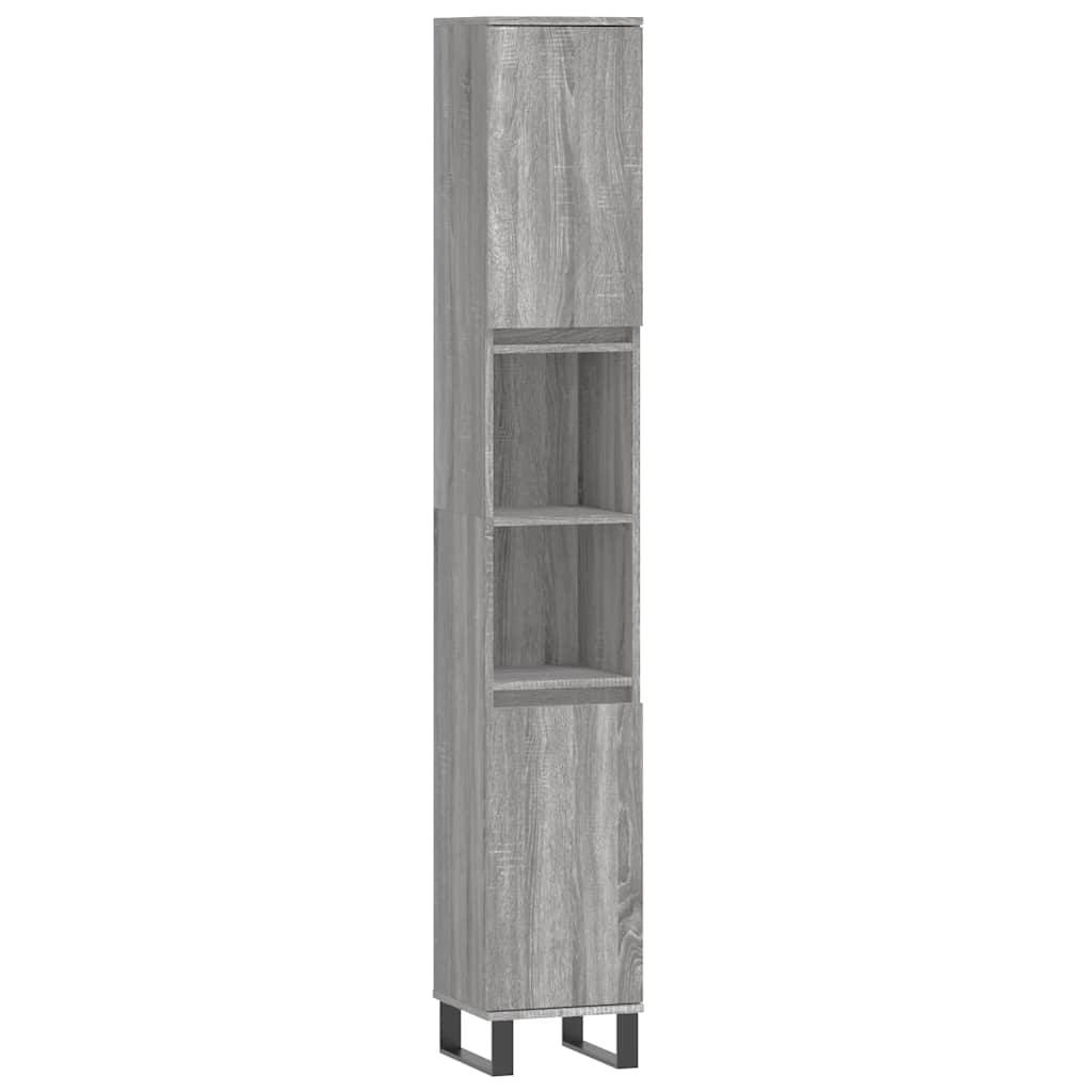 Set Mobili da Bagno 3 pz Grigio Sonoma in Legno Multistrato | homemem39