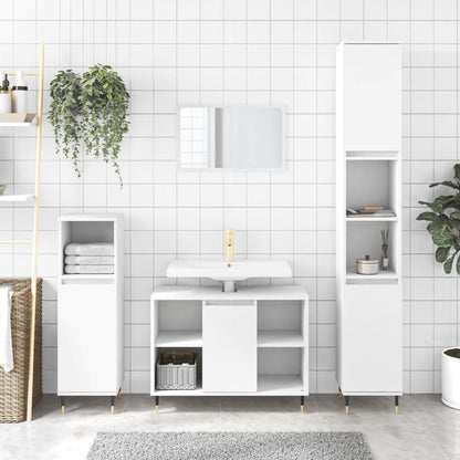 Set Mobili da Bagno 3 pz Bianco in Legno Multistrato | homemem39