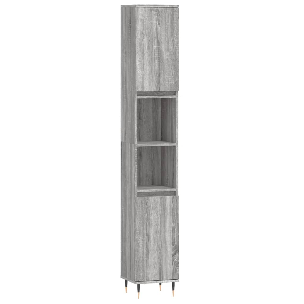 Set Mobili da Bagno 3 pz Grigio Sonoma in Legno Multistrato | homemem39