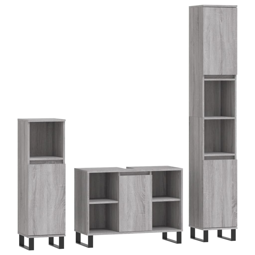 Set Mobili da Bagno 3 pz in legno multistrato