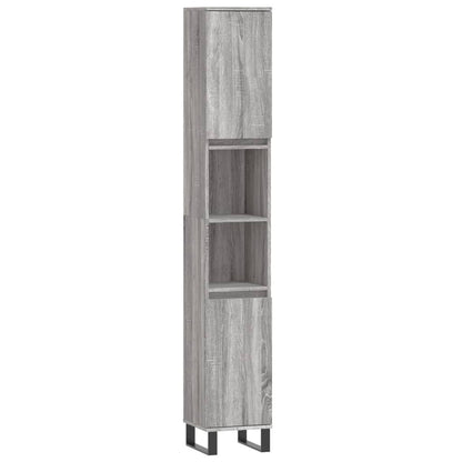 Set Mobili da Bagno 3 pz Grigio Sonoma in Legno Multistrato