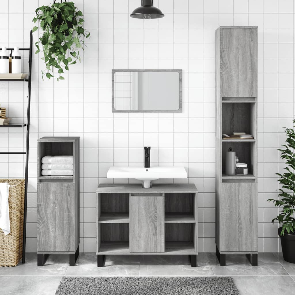 Set Mobili da Bagno 3 pz in legno multistrato
