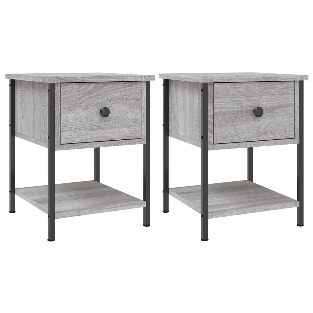 Comodini 2 pz Grigio Sonoma 34x35,5x45 cm in Legno Multistrato - homemem39