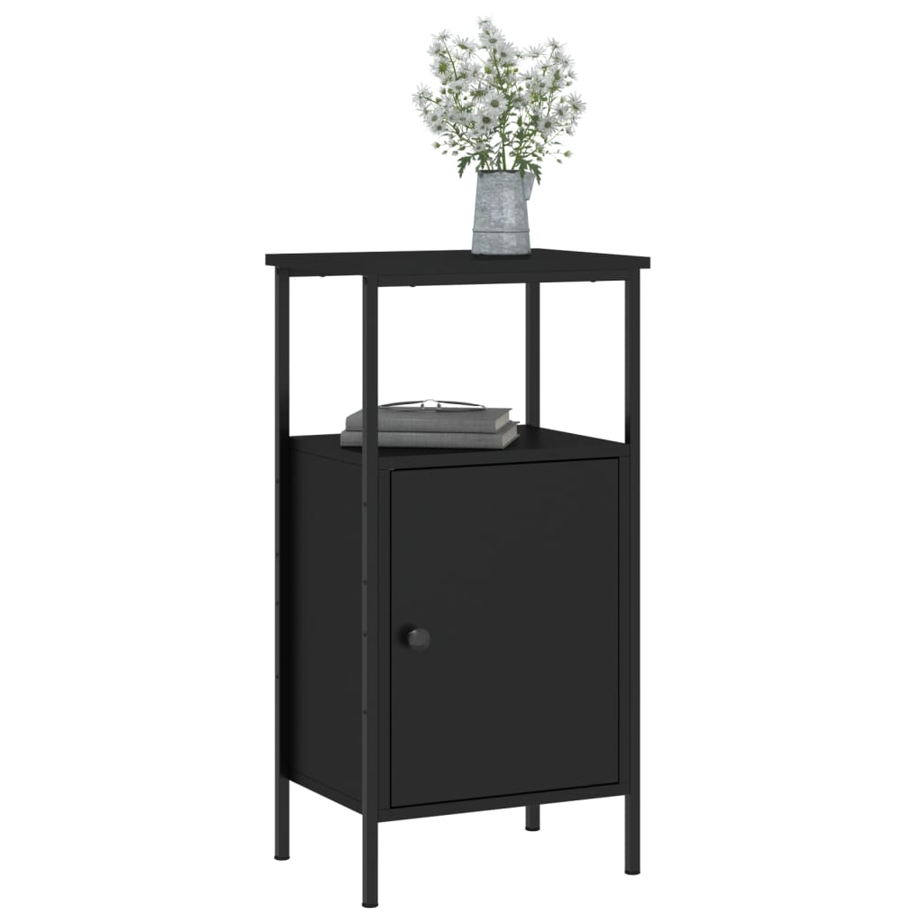 Comodino Nero 41x31x80 cm in Legno Multistrato - homemem39