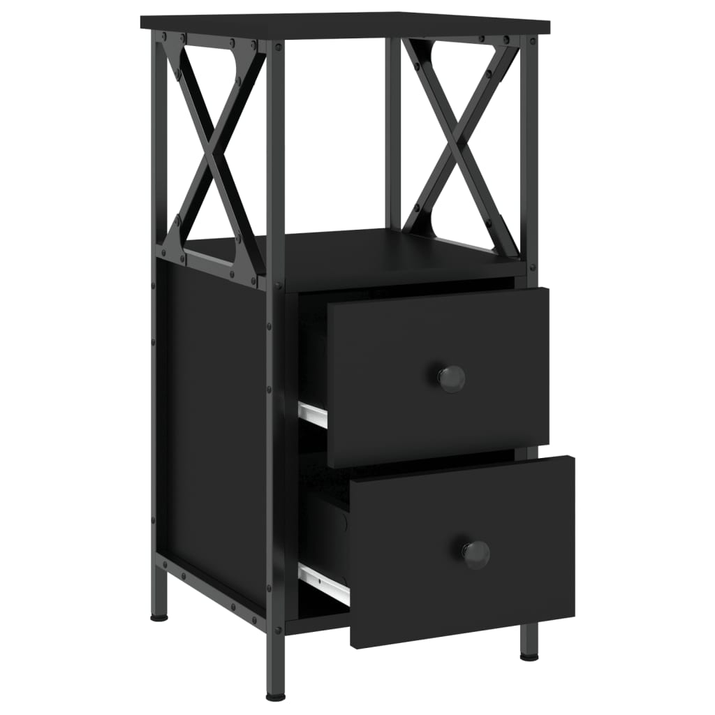 Comodino Nero 34x35,5x70 cm in Legno Multistrato - homemem39