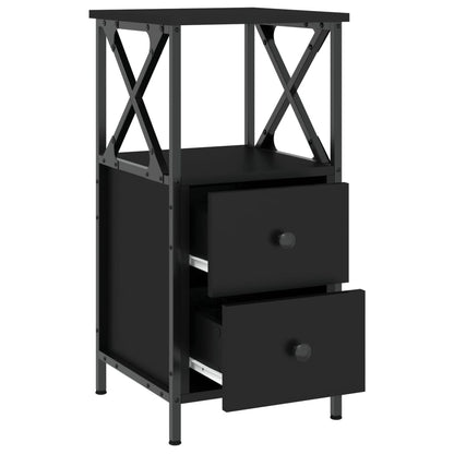 Comodino Nero 34x35,5x70 cm in Legno Multistrato - homemem39