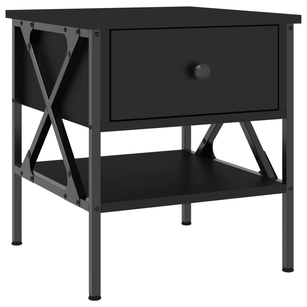 Comodino Nero 40x42x45 cm in Legno Multistrato - homemem39
