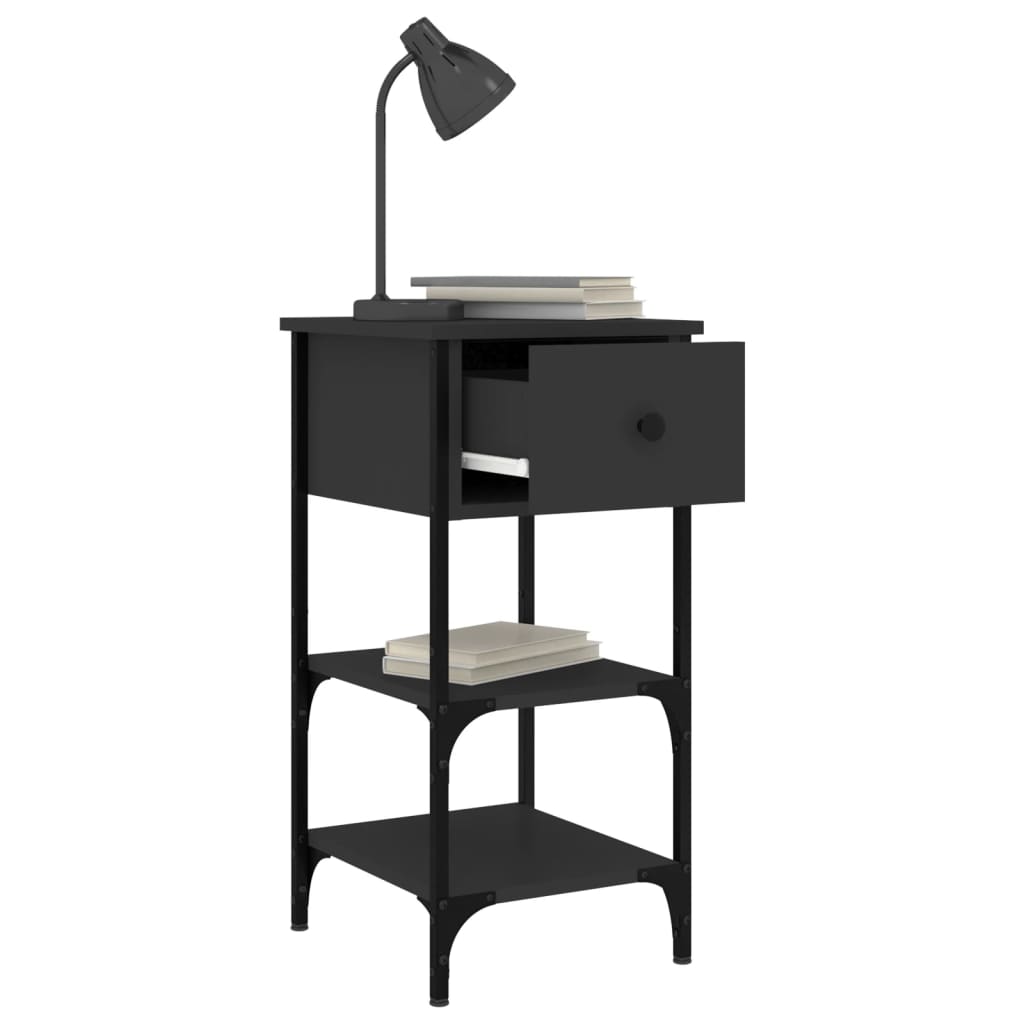 Comodini 2 pz Neri 34x36x70 cm in Legno Multistrato - homemem39