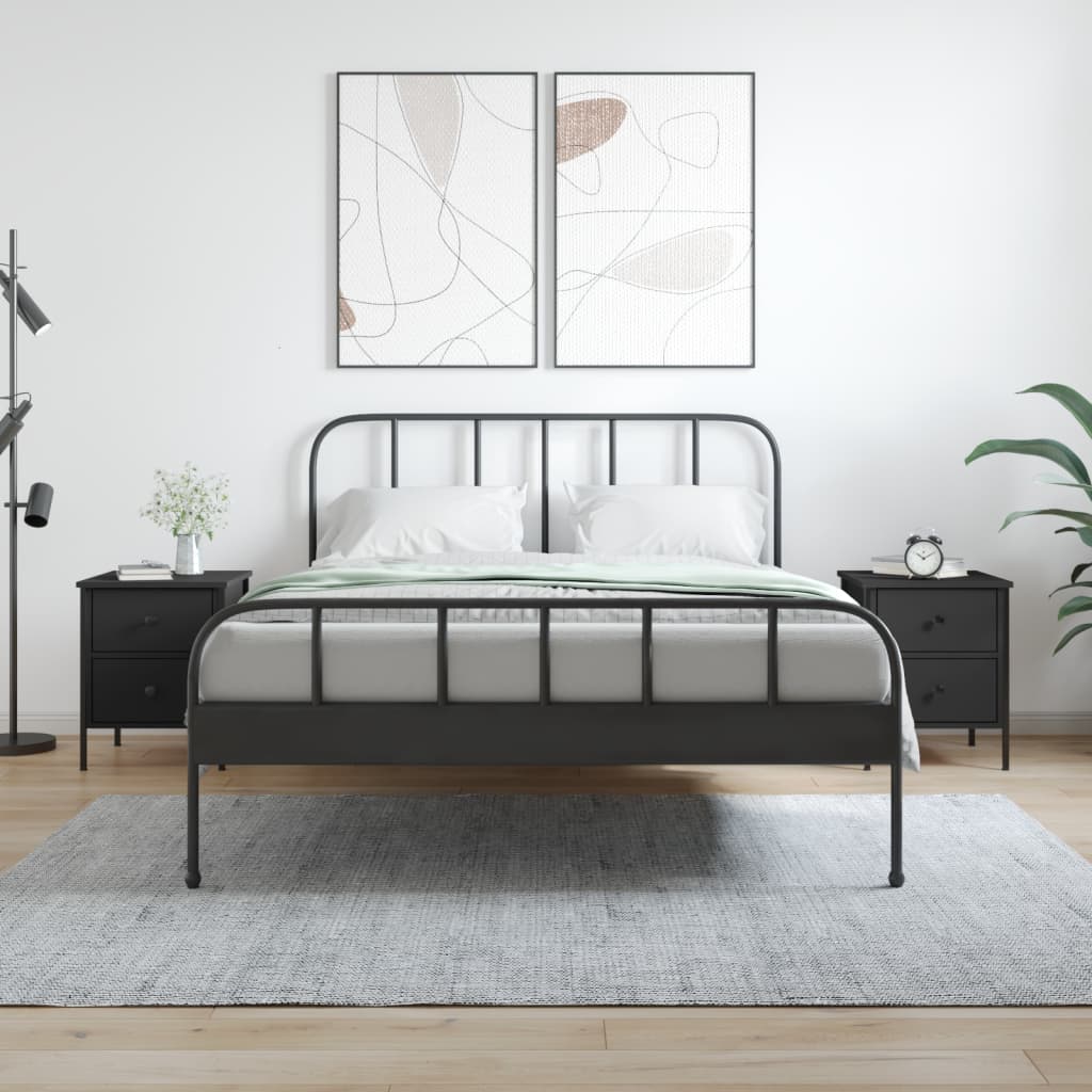 Comodini 2 pz Neri 40x42x50 cm in Legno Multistrato - homemem39