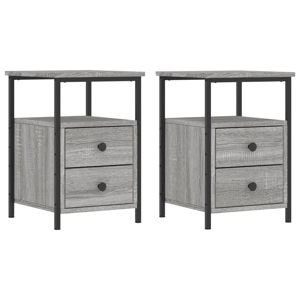 Comodini 2 pz Grigio Sonoma 34x35,5x50 cm in Legno Multistrato - homemem39