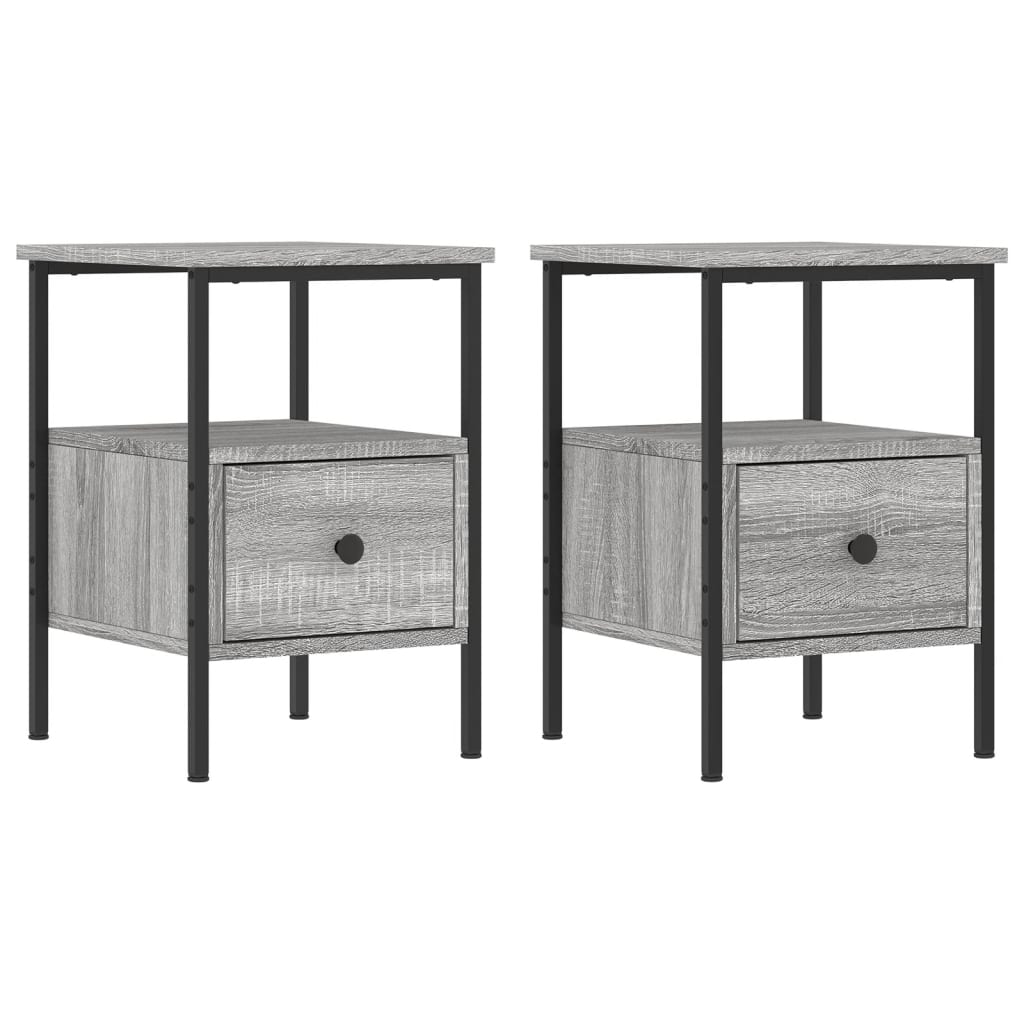 Comodini 2pz Grigio Sonoma 34x36x50 cm in Legno Multistrato - homemem39