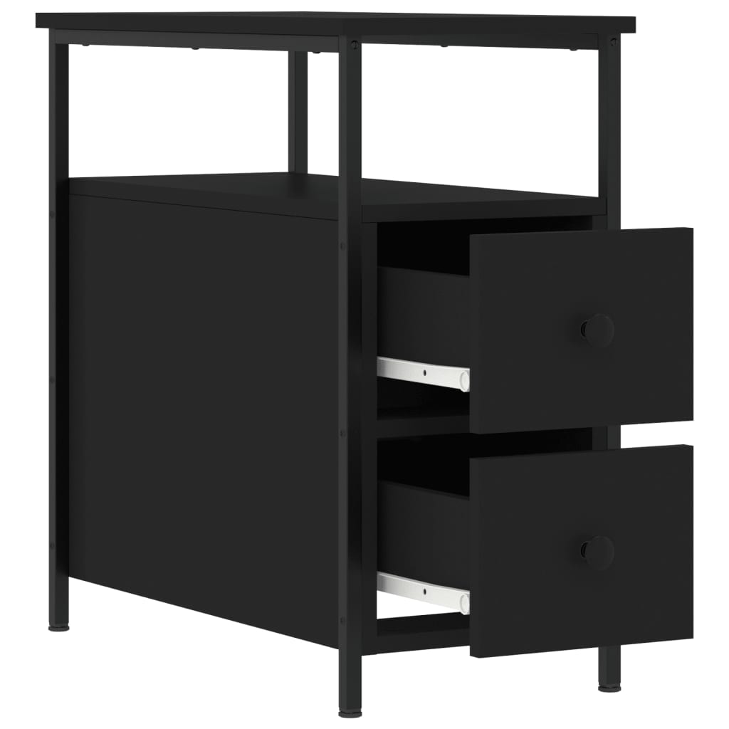 Comodino Nero 30x60x60 cm in Legno Multistrato - homemem39