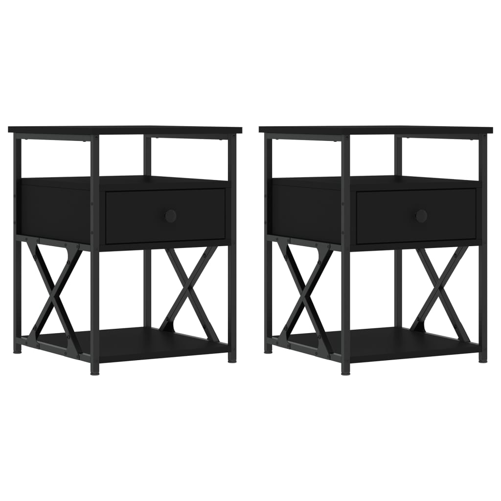 Comodini 2 pz Neri 40x42x55 cm in Legno Multistrato - homemem39