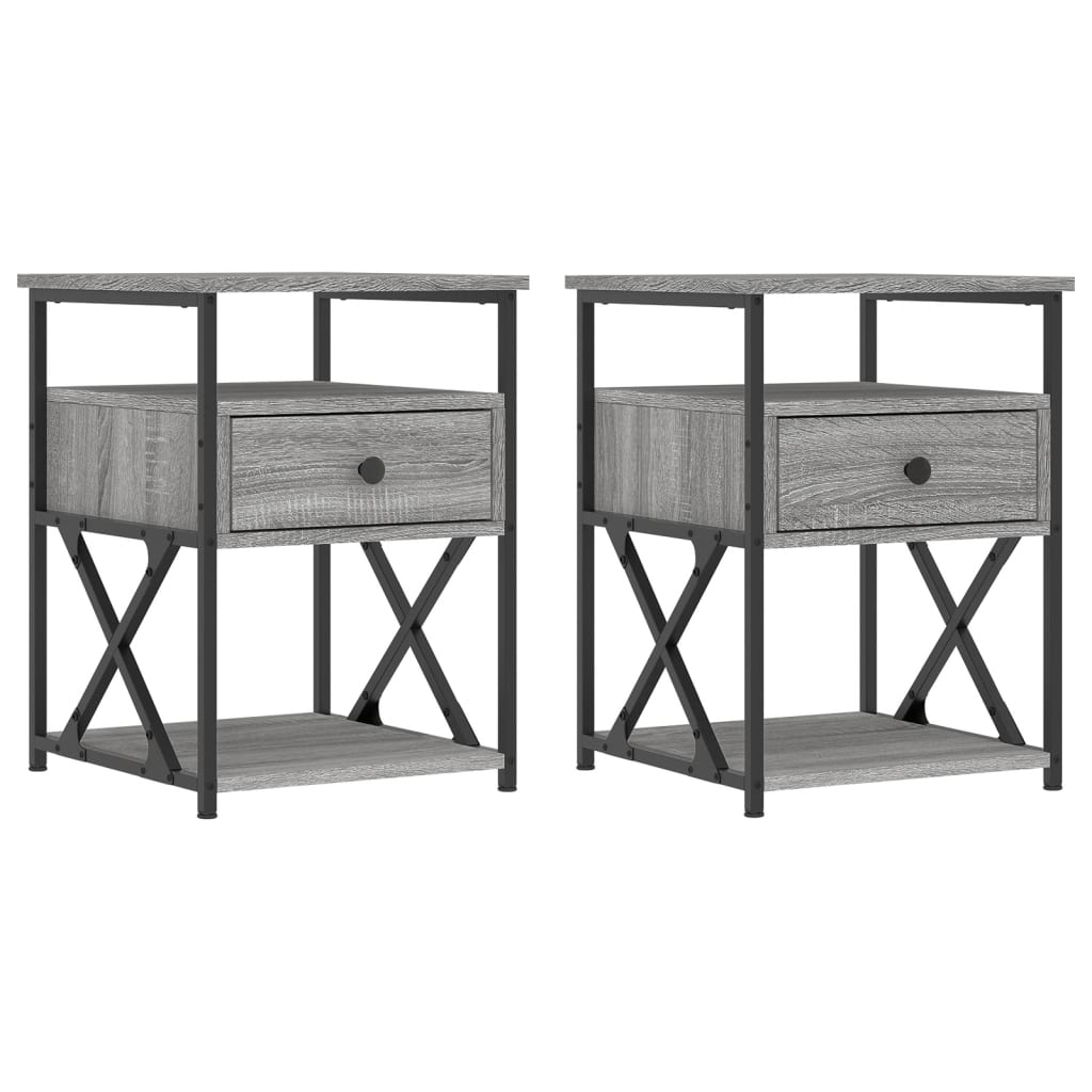 Comodini 2 pz Grigio Sonoma 40x42x55 cm in Legno Multistrato - homemem39