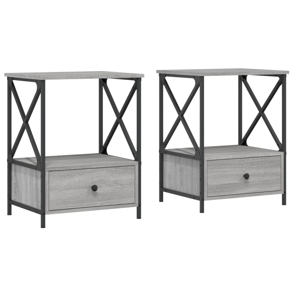 Comodini 2 pz Grigio Sonoma 50x41x65 cm in Legno Multistrato - homemem39