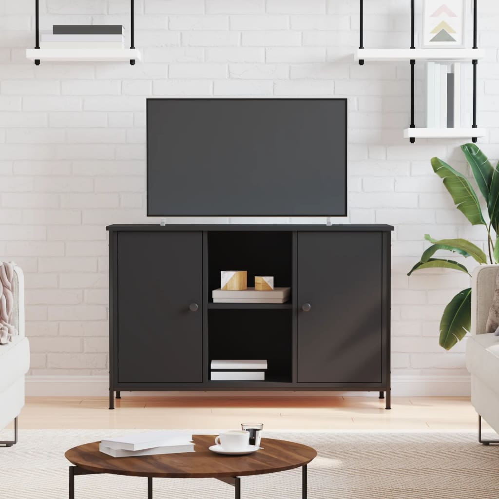 Mobile Porta TV Nero 100x35x65 cm in Legno Multistrato | homemem39
