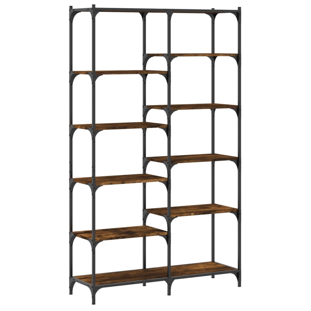 Libreria Rovere Fumo 100x32x170 cm in Legno Multistrato e Ferro | homemem39