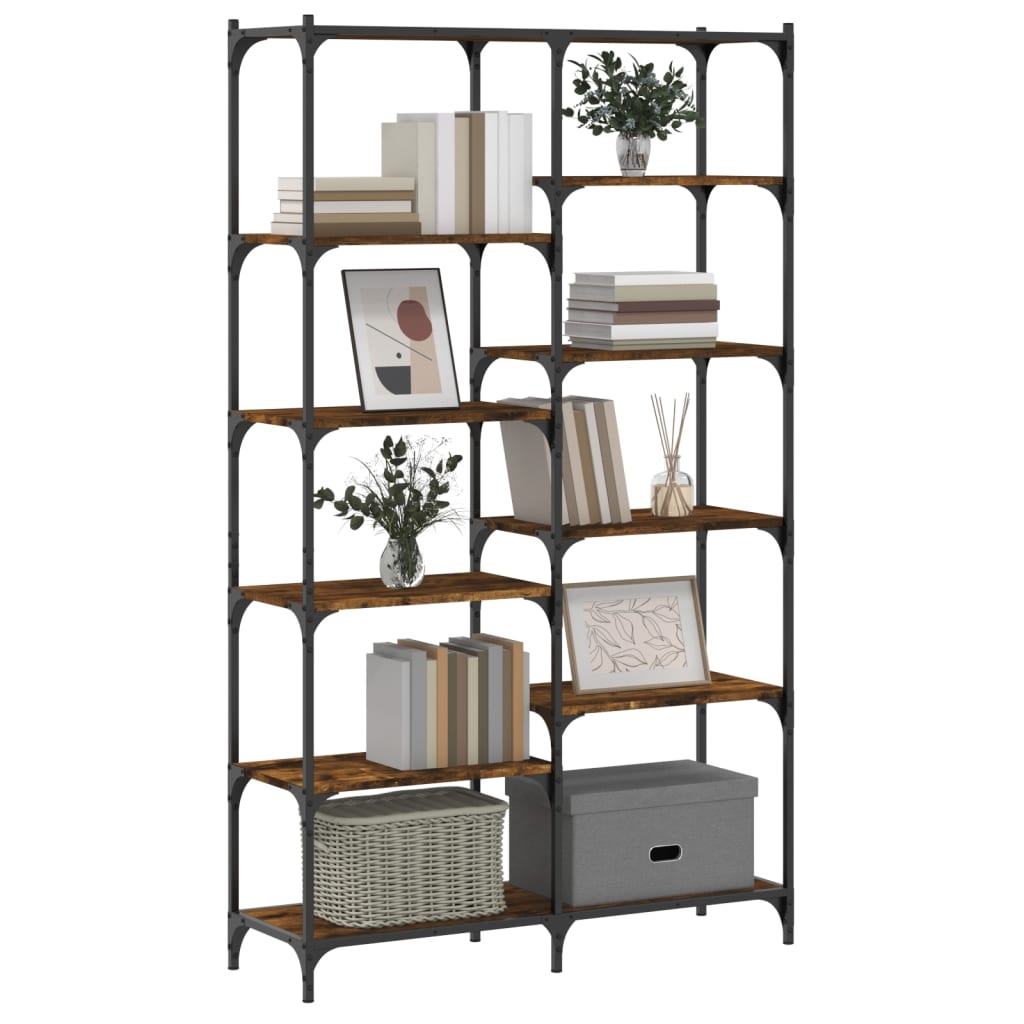 Libreria Rovere Fumo 100x32x170 cm in Legno Multistrato e Ferro | homemem39