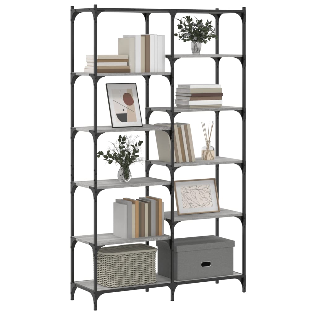 Libreria Grigio Sonoma 100x32x170 cm Legno Multistrato e Ferro | homemem39