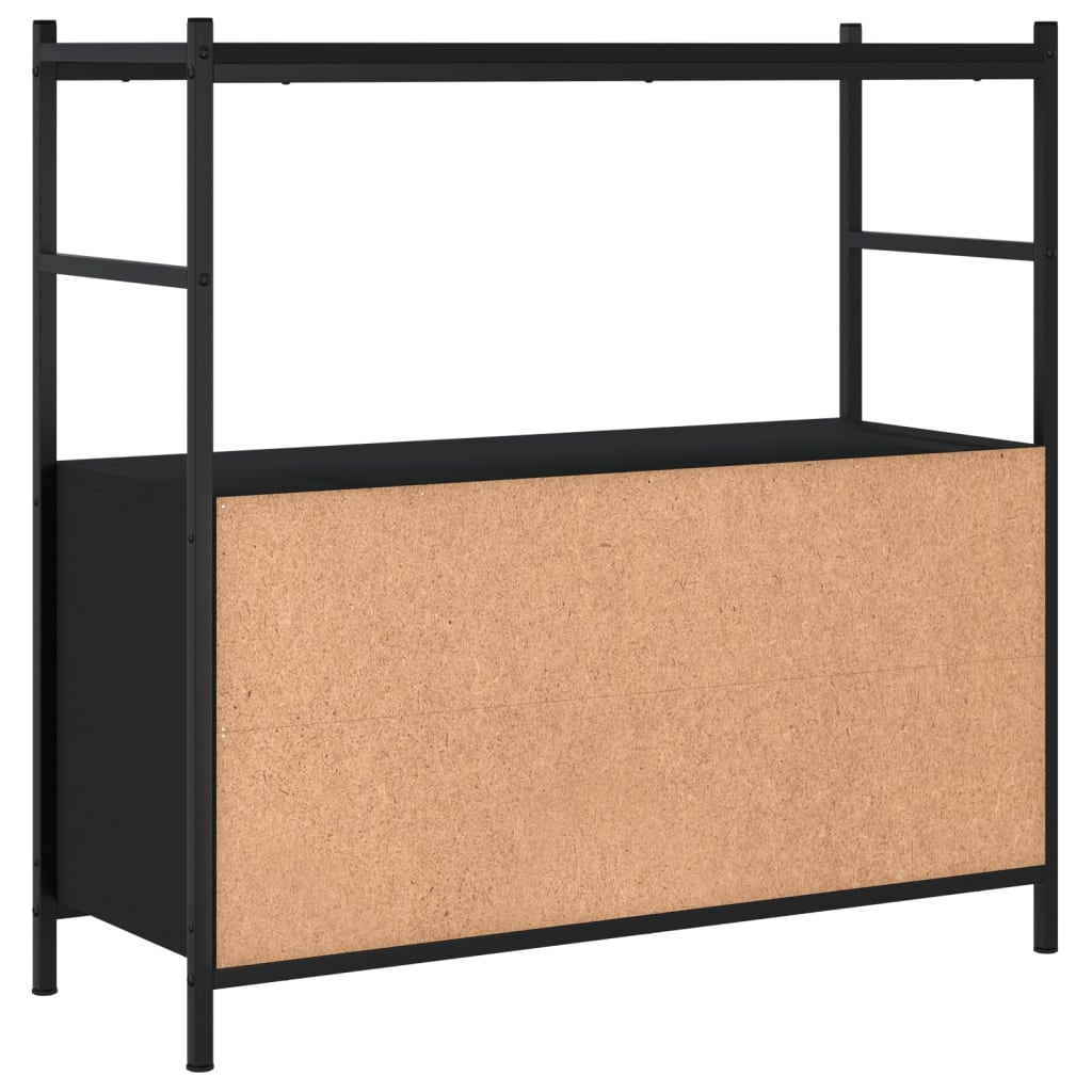 Libreria Nera 80x30x78,5 cm in Legno Multistrato e Ferro