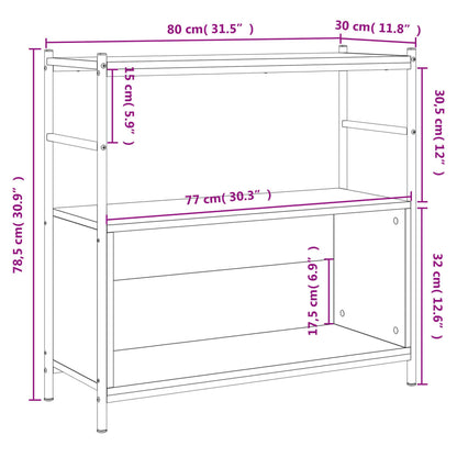 Libreria Nera 80x30x78,5 cm in Legno Multistrato e Ferro