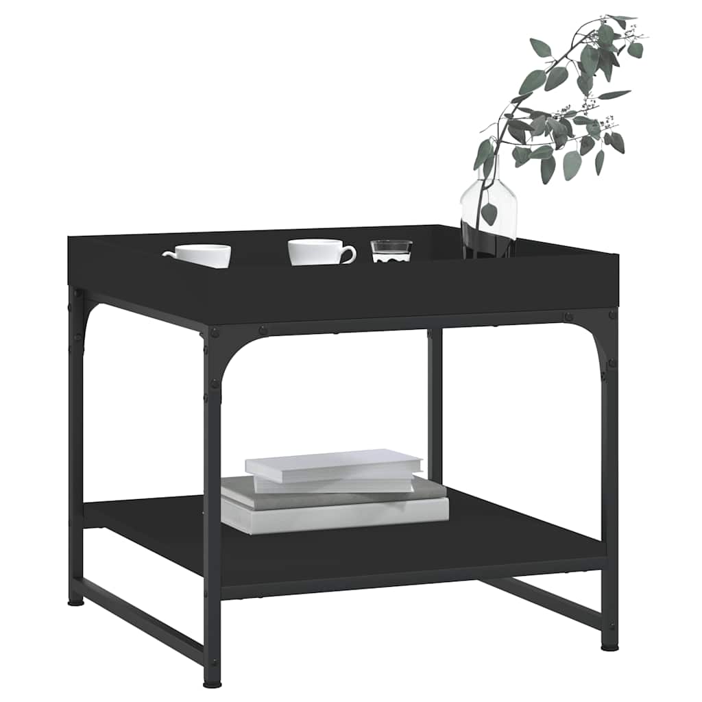 Tavolino da Salotto Nero 49,5x49,5x45 cm in Legno Multistrato | homemem39