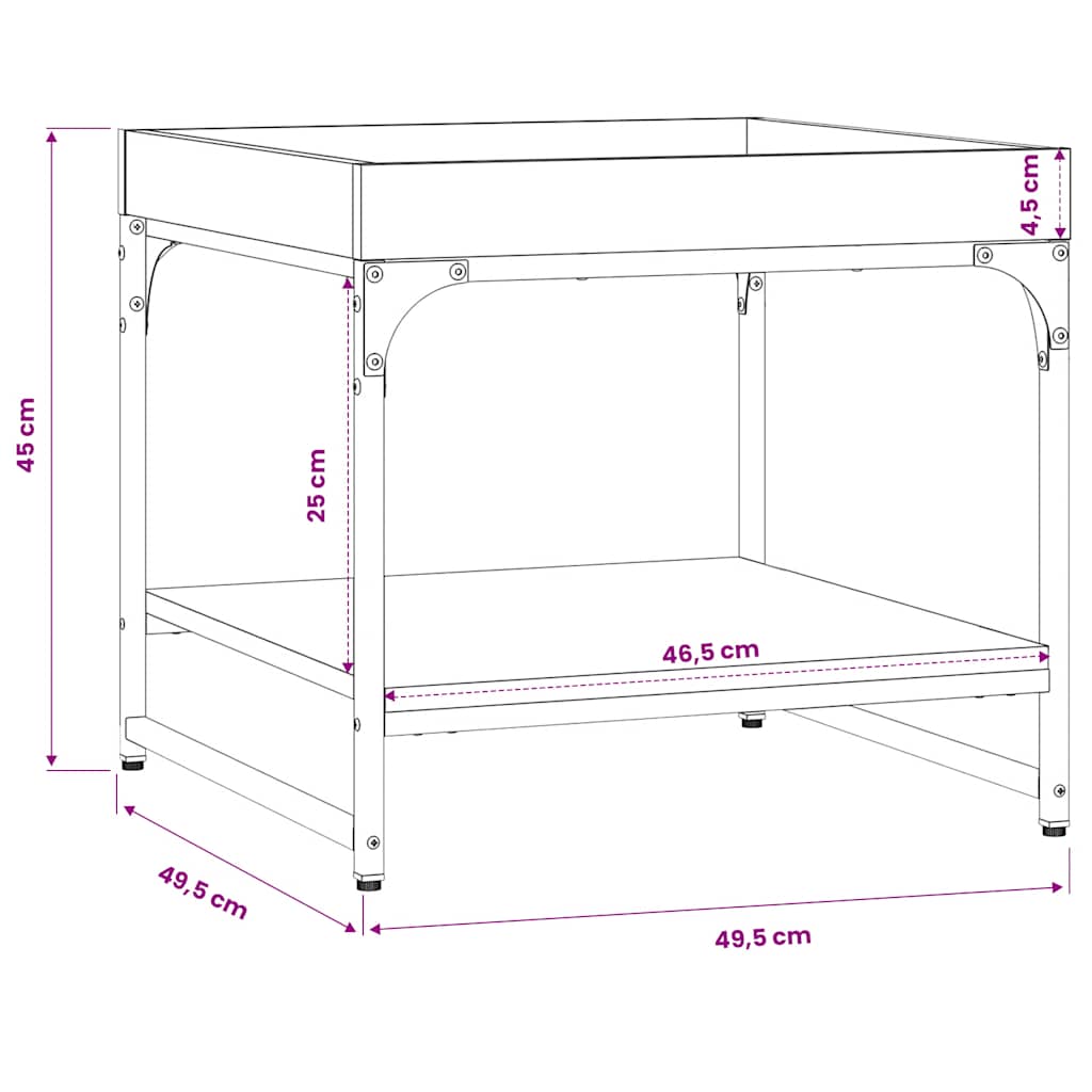 Tavolino da Salotto Nero 49,5x49,5x45 cm in Legno Multistrato