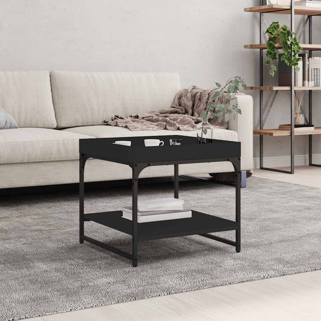 Tavolino da Salotto Nero 49,5x49,5x45 cm in Legno Multistrato | homemem39