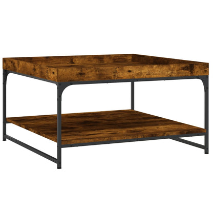 Tavolino Rovere Fumo 80x80x45 cm in Legno Multistrato e Ferro | homemem39