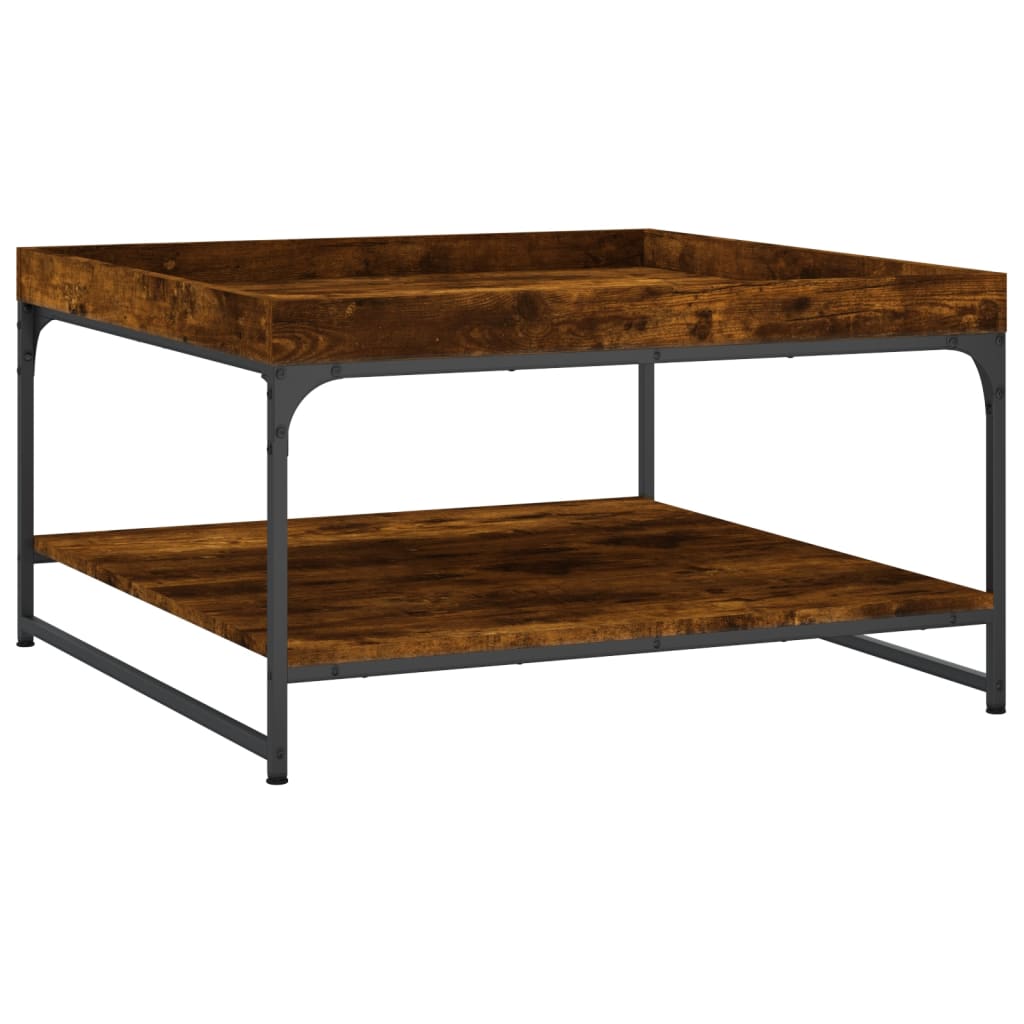 Tavolino Rovere Fumo 80x80x45 cm in Legno Multistrato e Ferro | homemem39