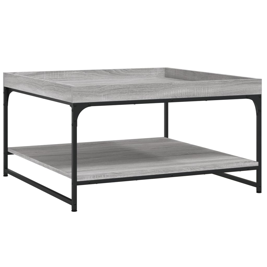 Tavolino Grigio Sonoma 80x80x45 cm in Legno Multistrato e Ferro | homemem39