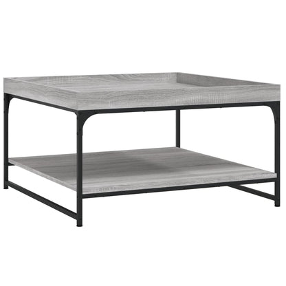 Tavolino Grigio Sonoma 80x80x45 cm in Legno Multistrato e Ferro | homemem39