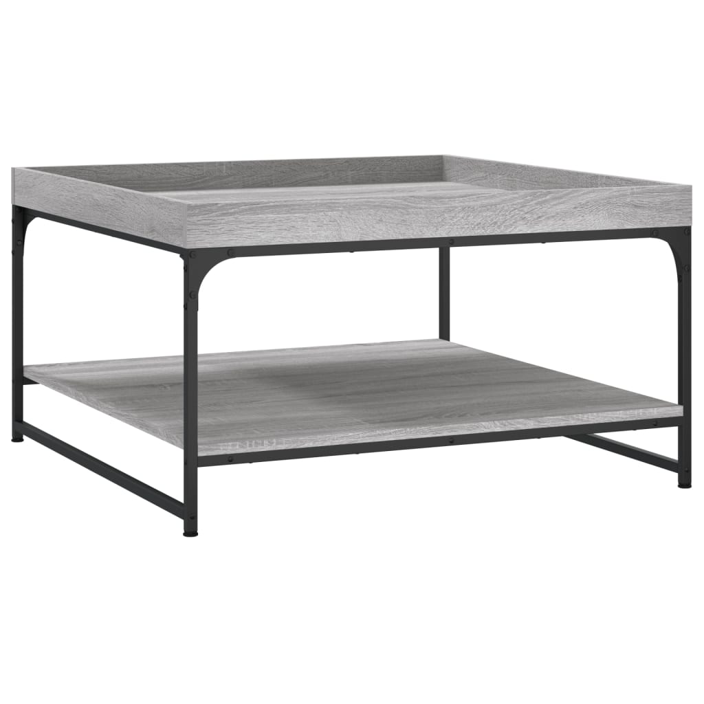 Tavolino Grigio Sonoma 80x80x45 cm in Legno Multistrato e Ferro | homemem39