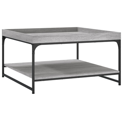 Tavolino Grigio Sonoma 80x80x45 cm in Legno Multistrato e Ferro | homemem39