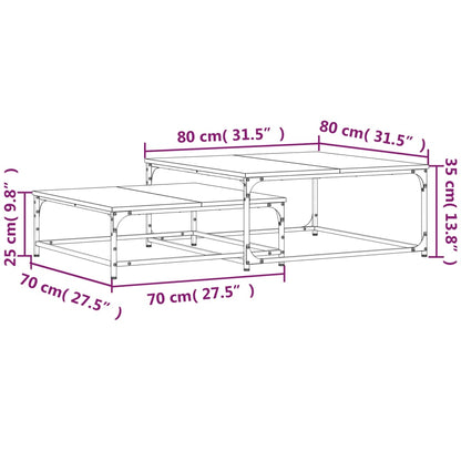 Tavolini Impilabili 2 pz Neri in Legno Multistrato - homemem39