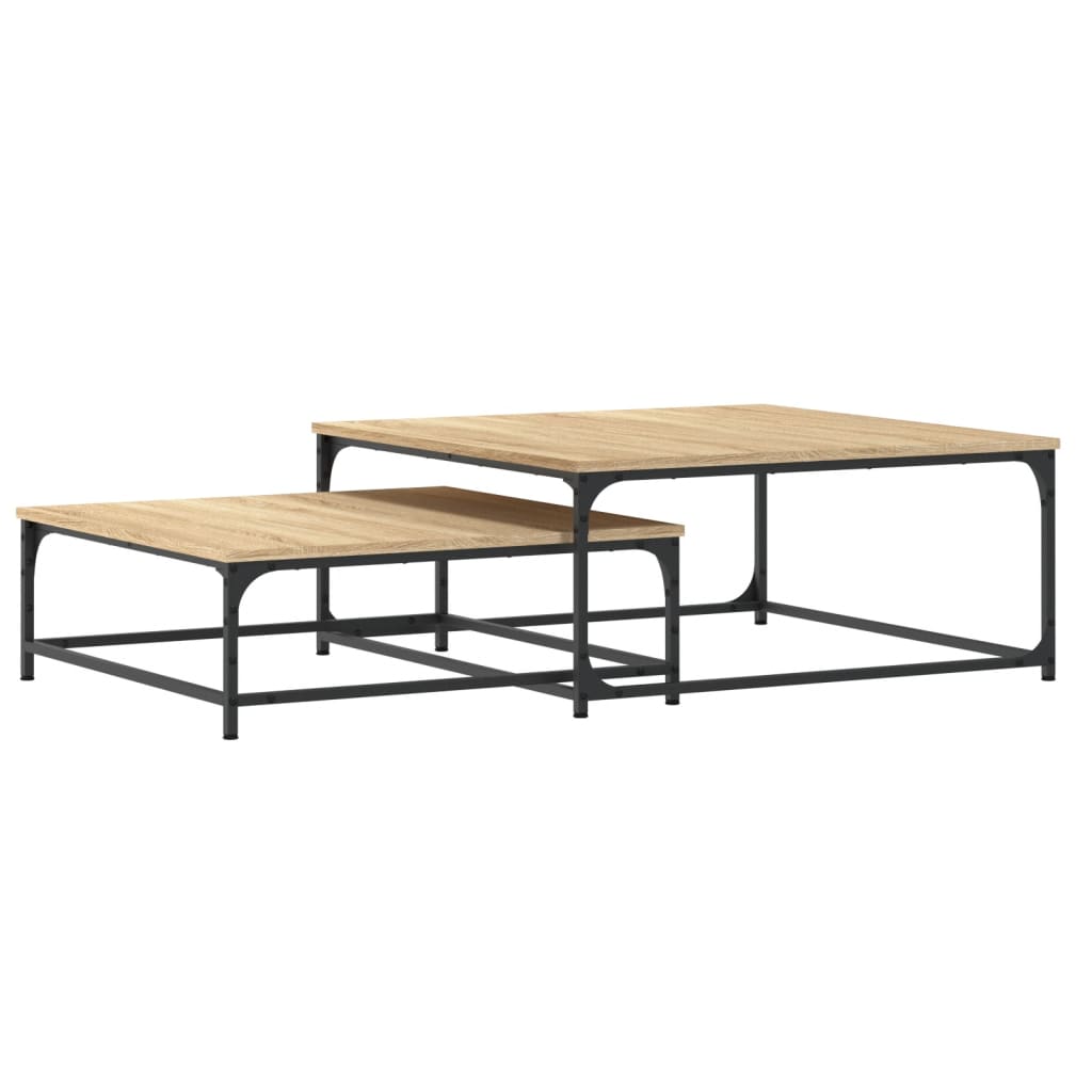 Tavolini Impilabili 2 pz Rovere Sonoma in Legno Multistrato | homemem39