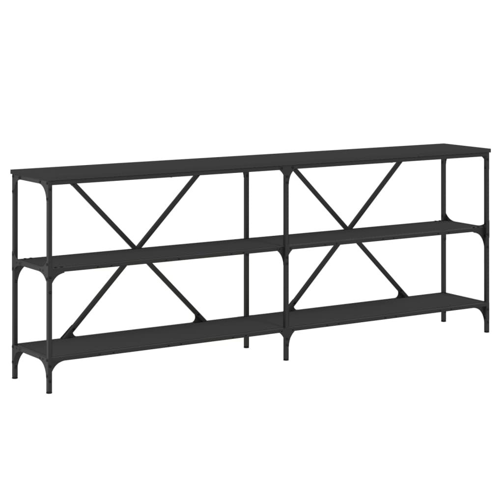 Tavolino Consolle Nero 200x30x75 cm Legno Multistrato e Ferro | homemem39