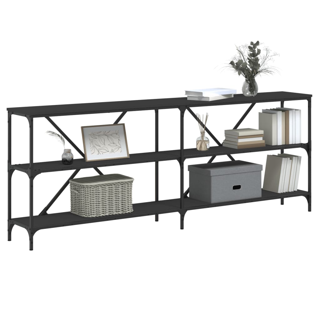Tavolino Consolle Nero 200x30x75 cm Legno Multistrato e Ferro | homemem39