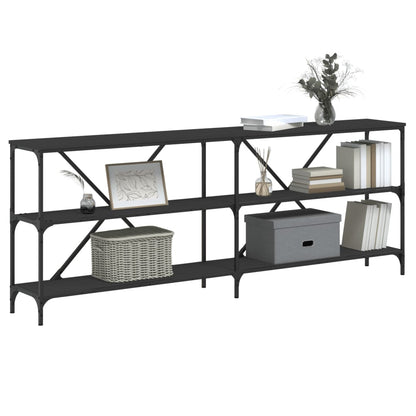Tavolino Consolle Nero 200x30x75 cm Legno Multistrato e Ferro | homemem39