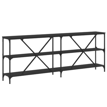 Tavolino Consolle Nero 200x30x75 cm Legno Multistrato e Ferro | homemem39