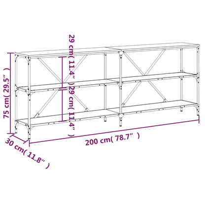 Tavolino Consolle Nero 200x30x75 cm Legno Multistrato e Ferro | homemem39