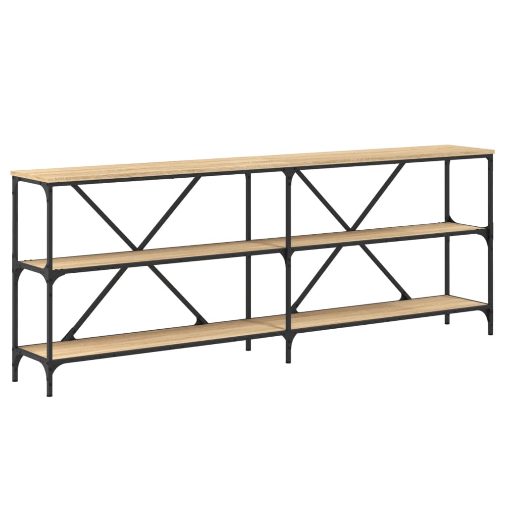 Tavolo Consolle Rovere Sonoma 200x30x75 cm Multistrato e Ferro | homemem39