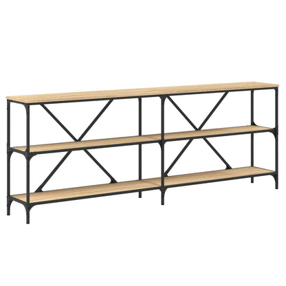 Tavolo Consolle Rovere Sonoma 200x30x75 cm Multistrato e Ferro | homemem39